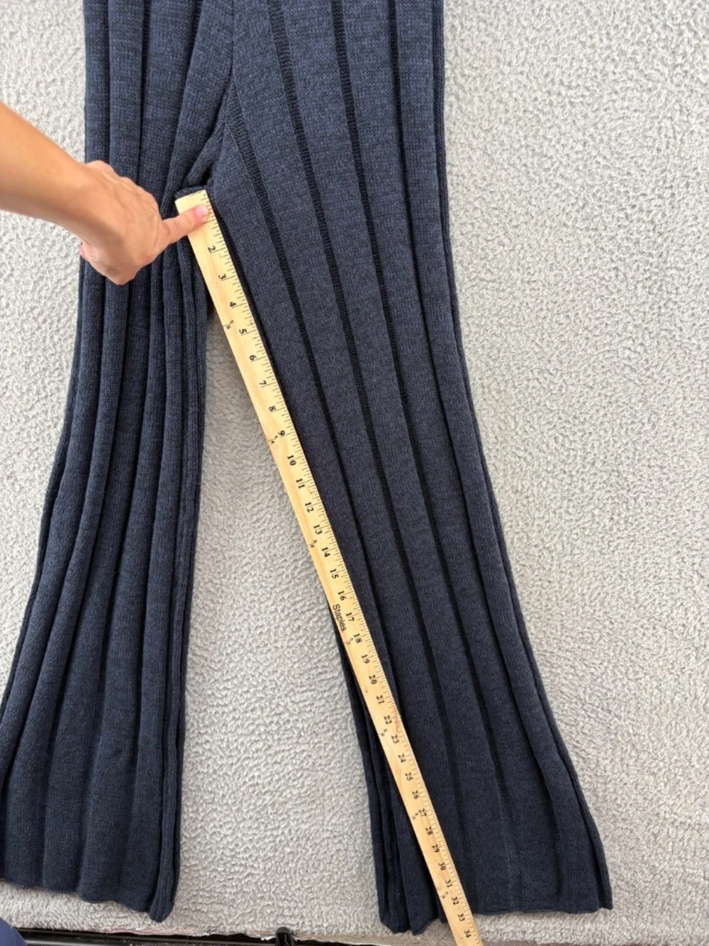 NWT DISSH Jazz Indigo Ribbed Knit Wide Leg Pants Cotton Linen XS